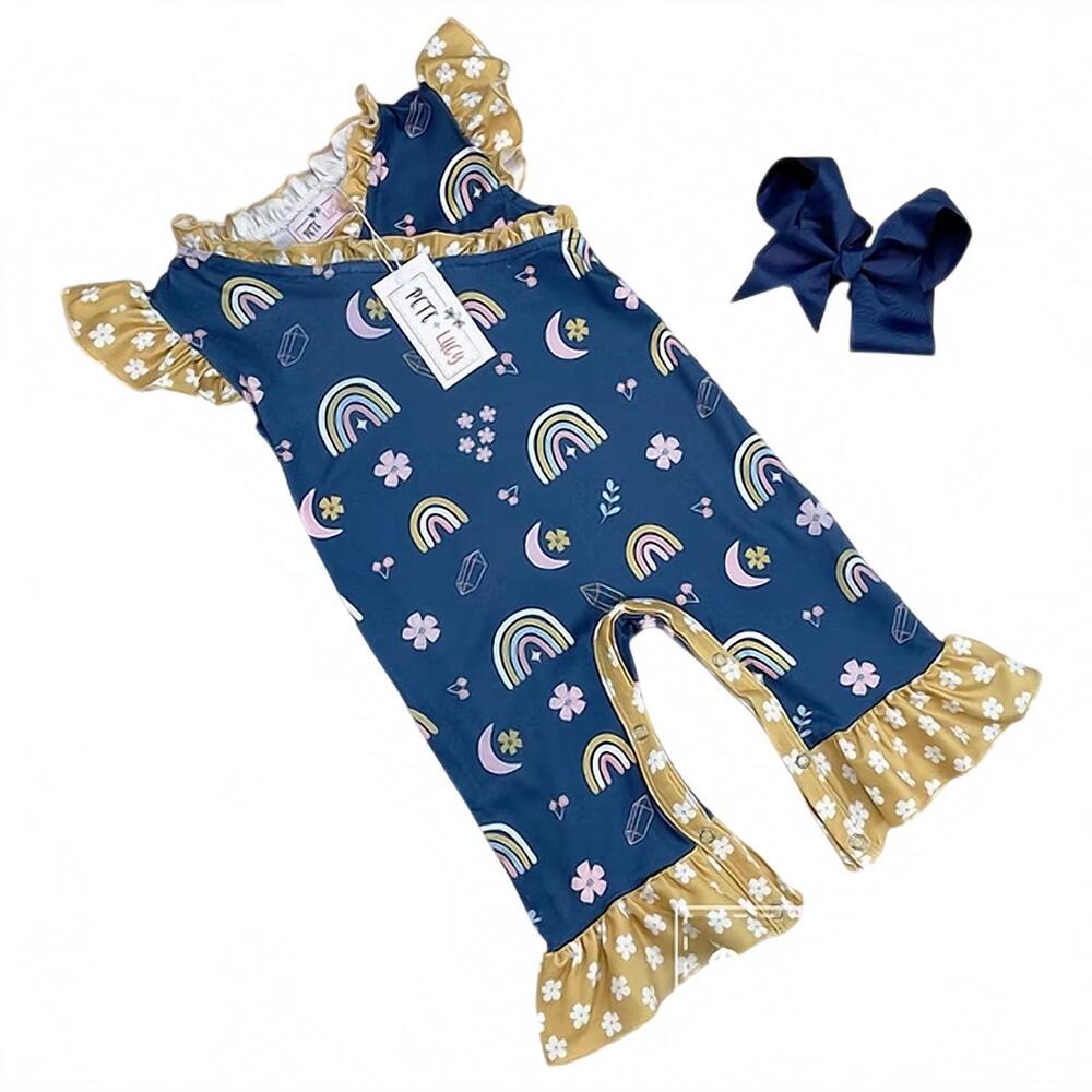 NEW PETE + LUCY girls all the pretty things romper in navy